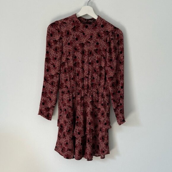 Zara Floral Long Sleeve Ruffle Dress - Picture 1 of 11